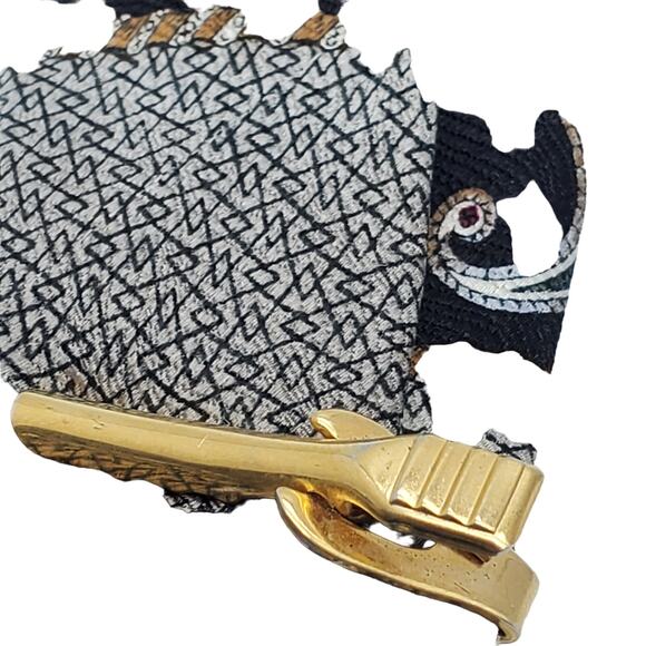 Gold Tone Telephone Tie Bar Rotary Phone Landline Corded Retro Clip Clasp - Picture 5 of 5